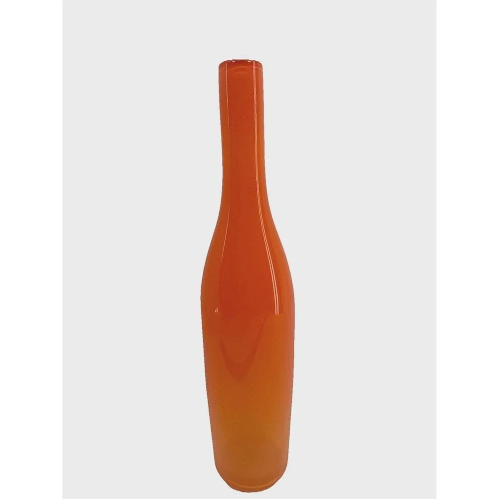 De Vera 1994 Tangerine Studio Art Glass Vase Hand‎ Blown Signed 13.5